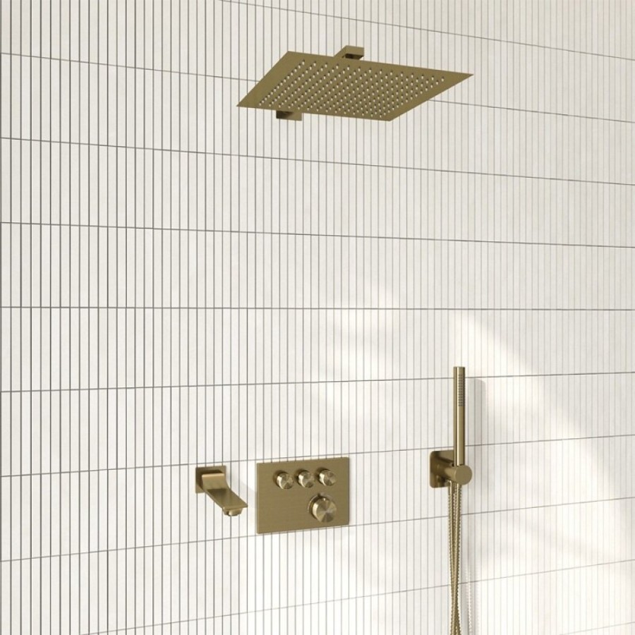 Душевая система WasserKRAFT Aisch A5558.180.198.285.194.286.174 Thermo, термостатическая, PVD золото матовое