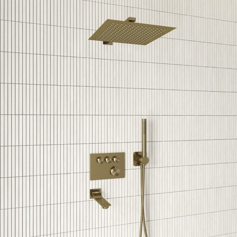 Душевая система WasserKRAFT Aisch A5558.180.198.285.194.286.174 Thermo, термостатическая, PVD золото матовое