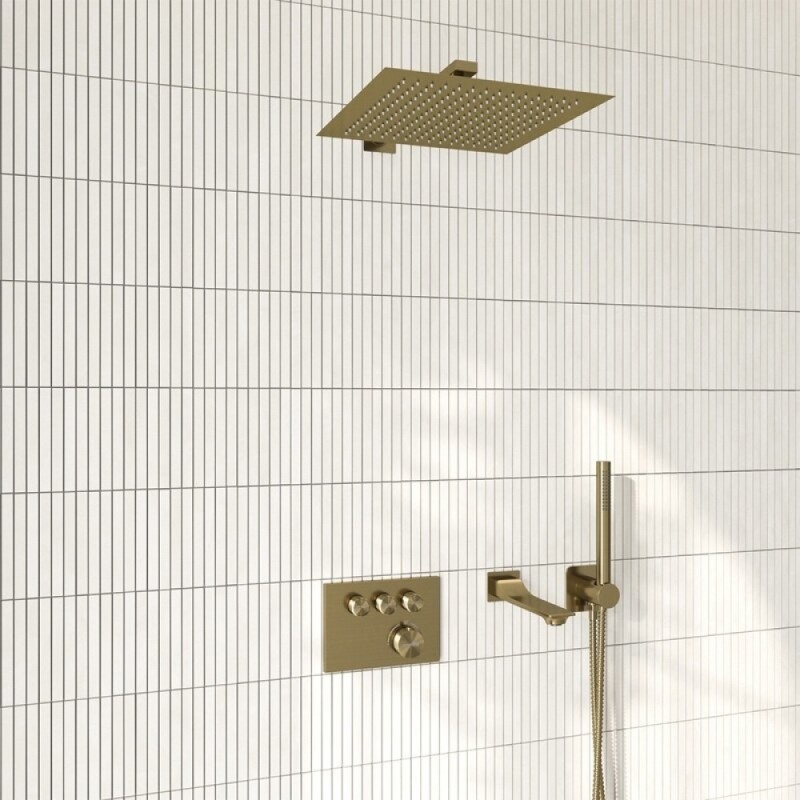 Душевая система WasserKRAFT Aisch A5558.180.198.285.194.286.174 Thermo, термостатическая, PVD золото матовое