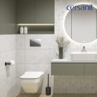 Унитаз подвесной Cersanit Crea Square Clean On DPL EO slim A63115, безободковый, крышка-сиденье микролифт, цвет белый