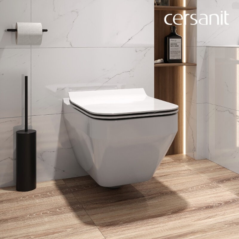 Унитаз подвесной Cersanit Crea Square Clean On DPL EO slim A63115, безободковый, крышка-сиденье микролифт, цвет белый