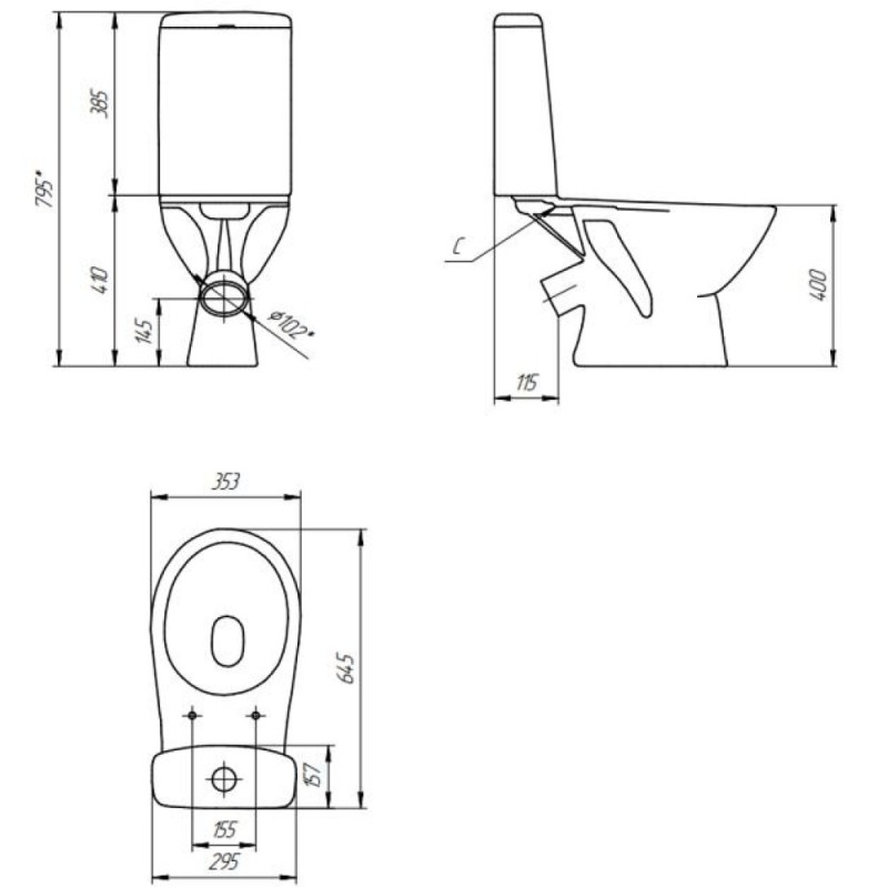 Напольный унитаз-компакт Cersanit Flavis A64288 031 3/6 DPL EO, сиденье микролифт, Slim, белый