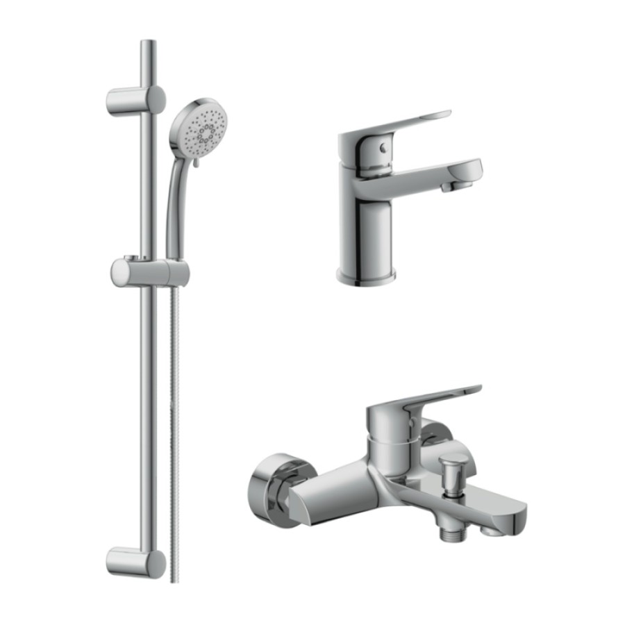 Душевой комплект смесителей Cersanit Flavis A64508 3 в 1 для раковины и ванны, FLAVIS + VIBE
