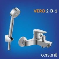 Смеситель для ванны и душа Cersanit Vero A64510, VERO + CARI, с душевым гарнитуром, хром