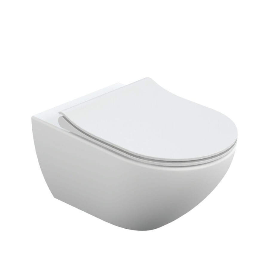 Унитаз подвесной Cersanit Street Fusion Clean On DPL EO slim A64516, безободковый, сиденье микролифт, белый
