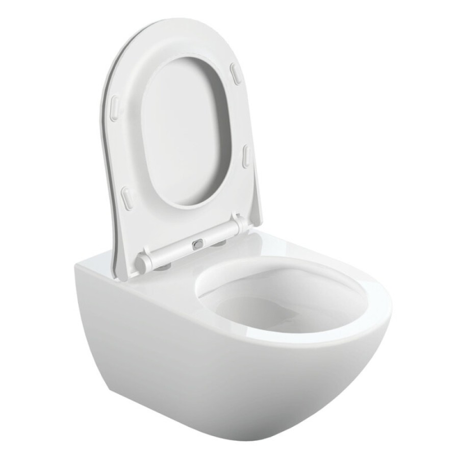 Унитаз подвесной Cersanit Street Fusion Clean On DPL EO slim A64516, безободковый, сиденье микролифт, белый