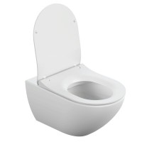 Унитаз подвесной Cersanit Street Fusion Clean On DPL EO slim A64516, безободковый, сиденье микролифт, белый