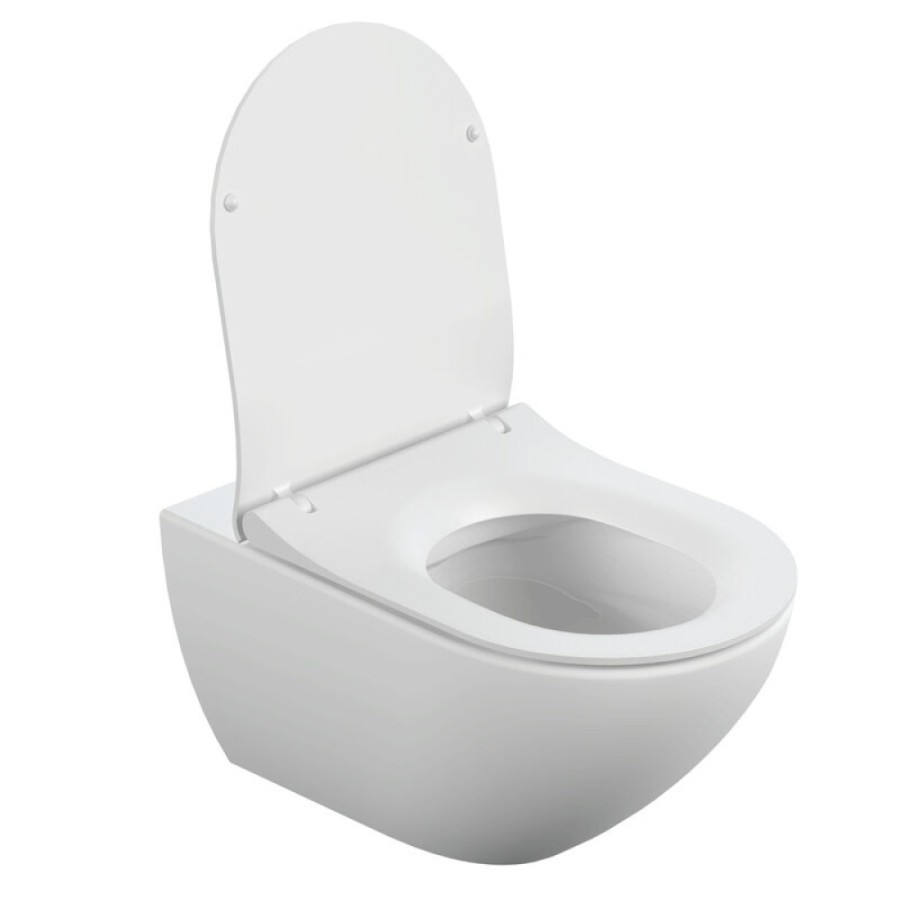 Унитаз подвесной Cersanit Street Fusion Clean On DPL EO slim A64516, безободковый, сиденье микролифт, белый
