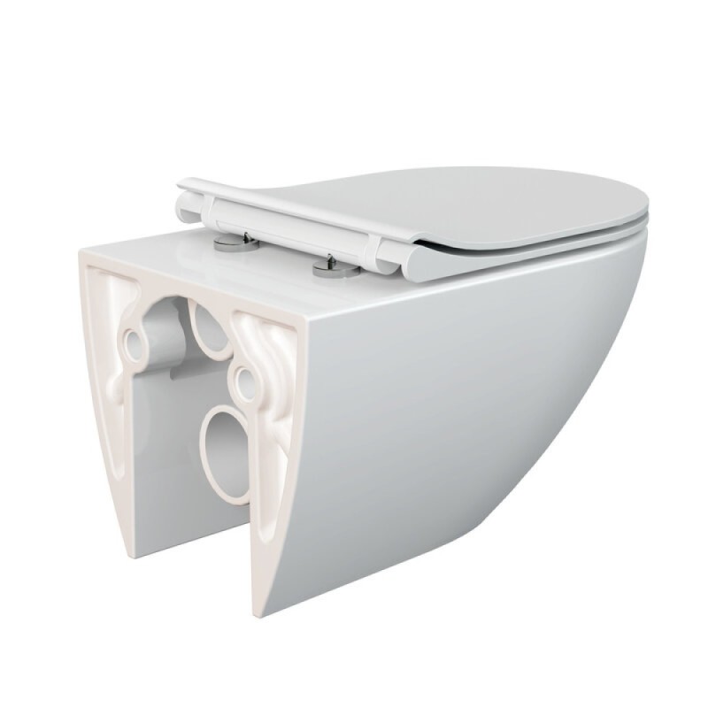 Унитаз подвесной Cersanit Street Fusion Clean On DPL EO slim A64516, безободковый, сиденье микролифт, белый