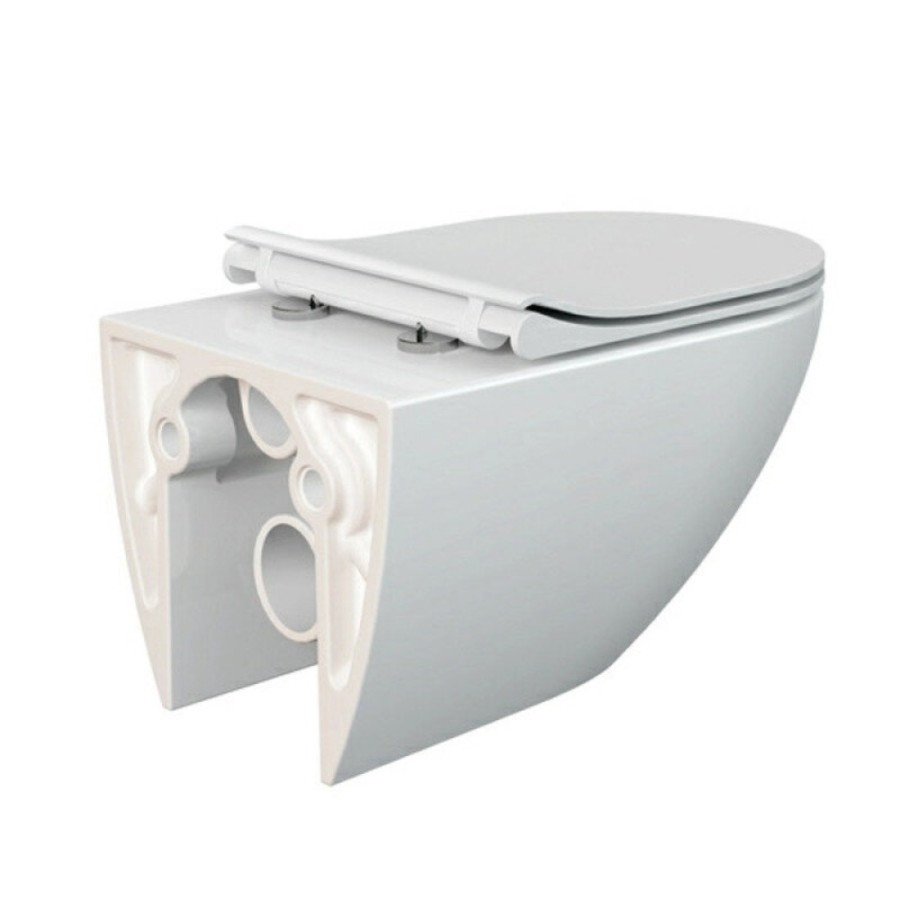 Унитаз подвесной Cersanit Street Fusion Vortex DPL EO slim A64517, безободковый, крышка-сиденье микролифт, белый
