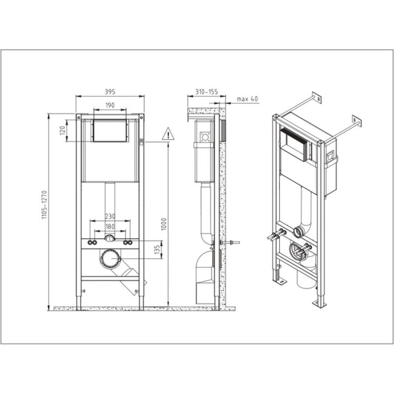 Инсталляция Cersanit Vector с унитазом A64576 Cersanit Nature Oval Clean On, сиденье slim микролифт, клавиша Corner хром, комплект