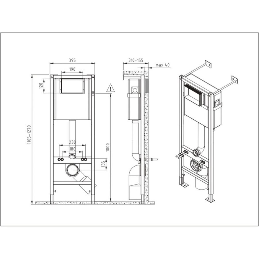 Инсталляция Cersanit Vector с унитазом A64576 Cersanit Nature Oval Clean On, сиденье slim микролифт, клавиша Corner хром, комплект