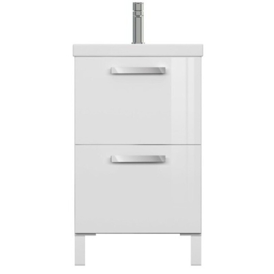 Тумба с раковиной Cersanit Melar, A64761, 50 см, и смесителем Cersanit Elio, белая