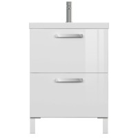 Тумба с раковиной Cersanit Melar, A64762, 60 см и смесителем Cersanit Elio, белая