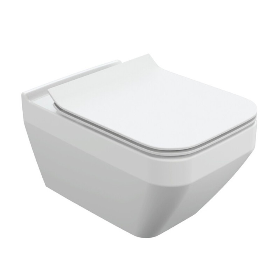 Унитаз подвесной Cersanit crea square Clean On DPL EO slim LP, A64823, безободковый, крышка-сиденье микролифт, цвет белый