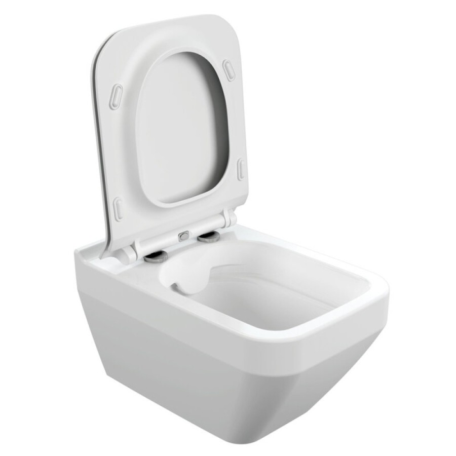 Унитаз подвесной Cersanit crea square Clean On DPL EO slim LP, A64823, безободковый, крышка-сиденье микролифт, цвет белый