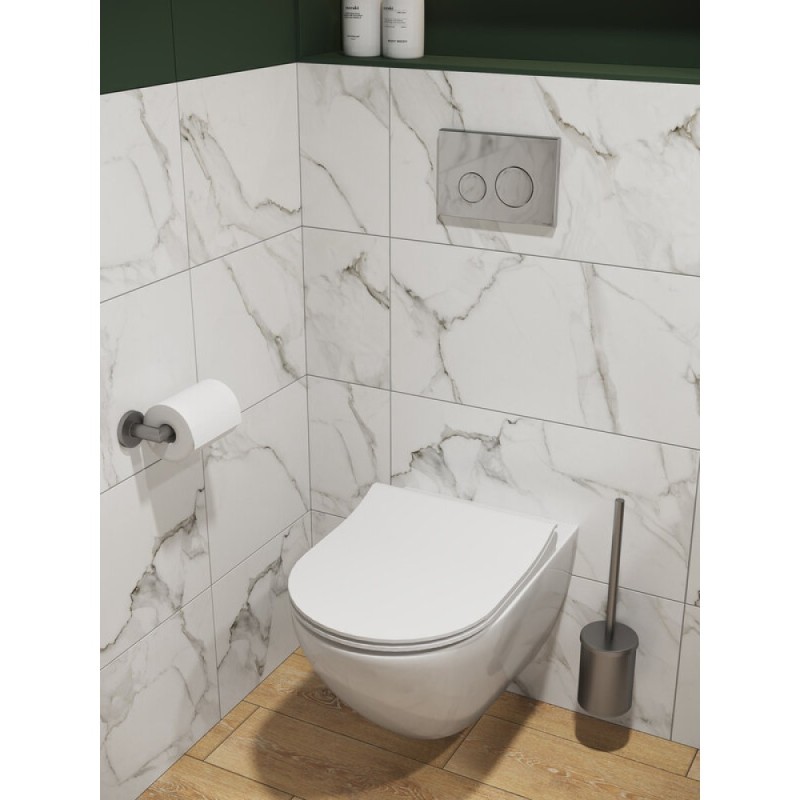 Подвесной унитаз Cersanit Brasko Smart Clean On DPL EO slim LP, A64824, безободковый, крышка-сиденье микролифт, цвет белый