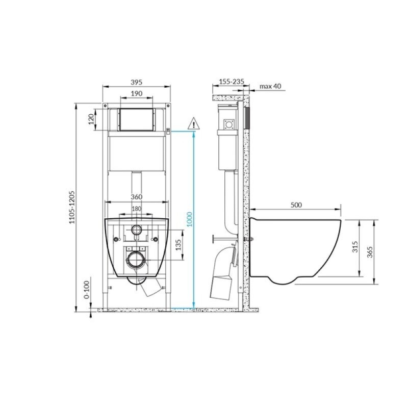 Инсталляция с безободковым унитазом Cersanit Brasko Smart CO DPL EO SLIM LP + LINK PRO, A64916, сиденье микролифт, комплект