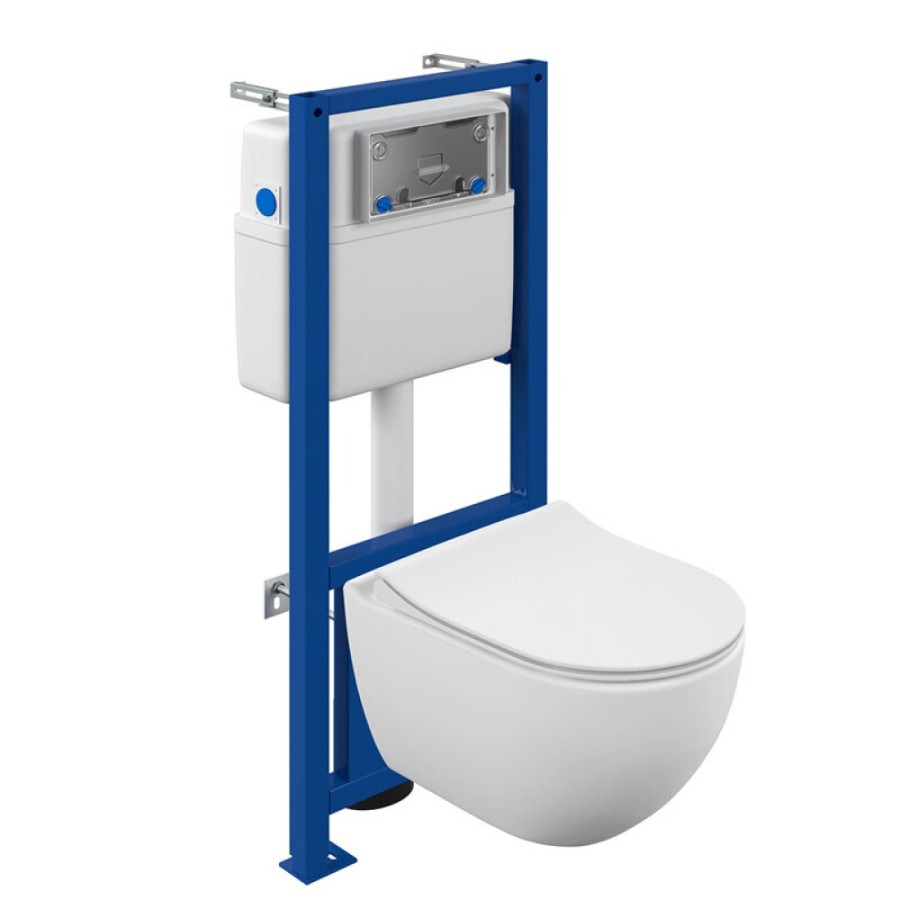 Инсталляция с безободковым унитазом Cersanit Brasko Smart CO DPL EO SLIM LP + LINK PRO, A64916, сиденье микролифт, комплект
