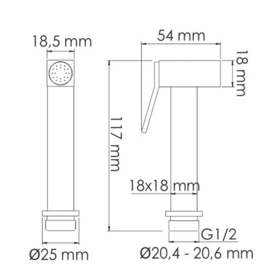 Гигиенический душ WasserKRAFT 6600, A66096, со смесителем, PVD черный глянец