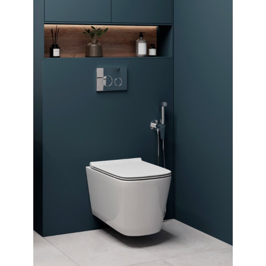 Унитаз подвесной Cersanit Crea Vortex DPL EO slim A68916, смыв торнадо, безободковый, крышка-сиденье микролифт, цвет белый