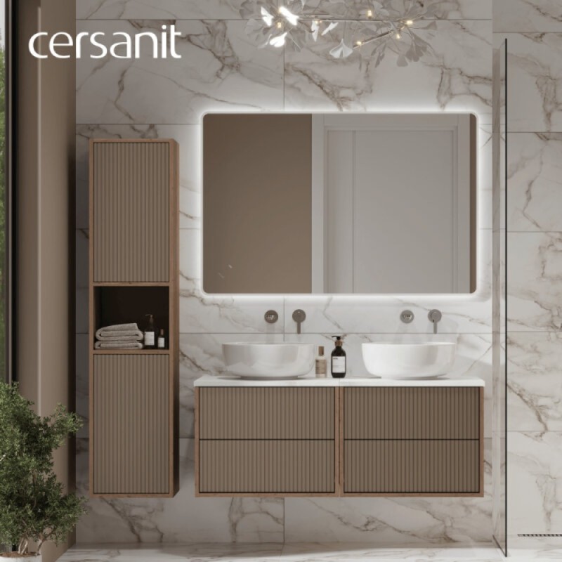 Шкаф-пенал Cersanit Classic Ribble A69282, 35 см, подвесной, цвет коричневый