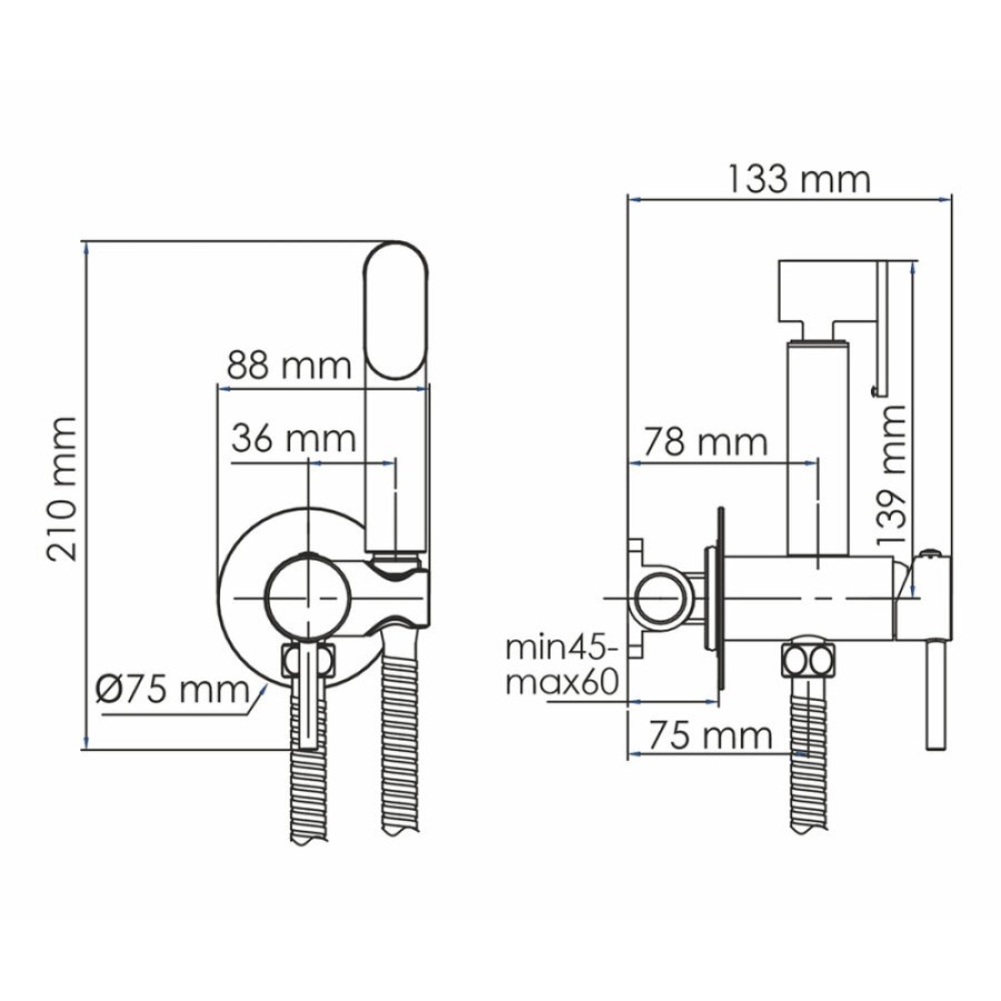 Гигиенический душ WasserKRAFT, A70138, со смесителем, хром