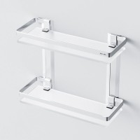 Полка двойная Am.Pm Sense L A7455200, серебристая, с матовым стеклом
