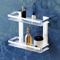 Полка двойная Am.Pm Sense L A7455200, серебристая, с матовым стеклом