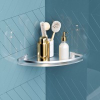 Полка угловая Am.Pm Sense L A7456100, серебристая, с матовым стеклом