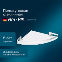 Полка угловая Am.Pm Sense L A7456100, серебристая, с матовым стеклом