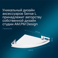 Полка угловая Am.Pm Sense L A7456100, серебристая, с матовым стеклом