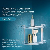 Полка двойная угловая Am.Pm Sense L A7456200, серебристая, с матовым стеклом