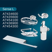 Полка двойная угловая Am.Pm Sense L A7456200, серебристая, с матовым стеклом
