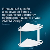 Полка двойная угловая Am.Pm Sense L A7456200, серебристая, с матовым стеклом
