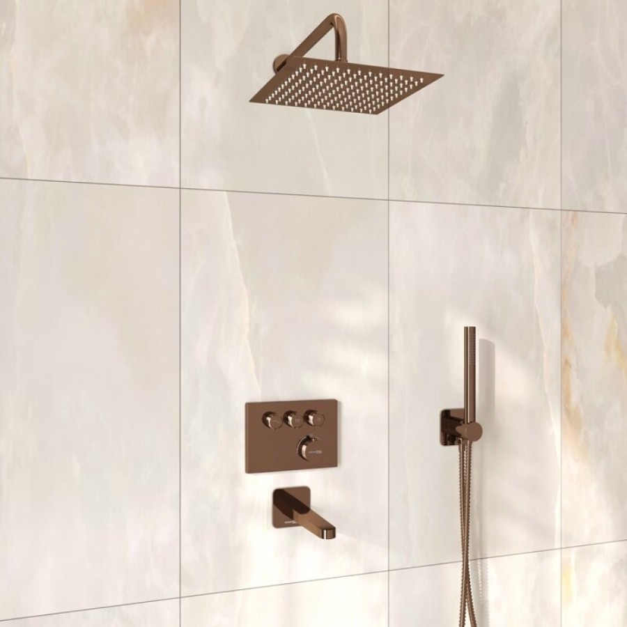 Душевая система WasserKRAFT Asphe A7758.338.329.290.292.291.311 Thermo, термостатическая, PVD розовое золото