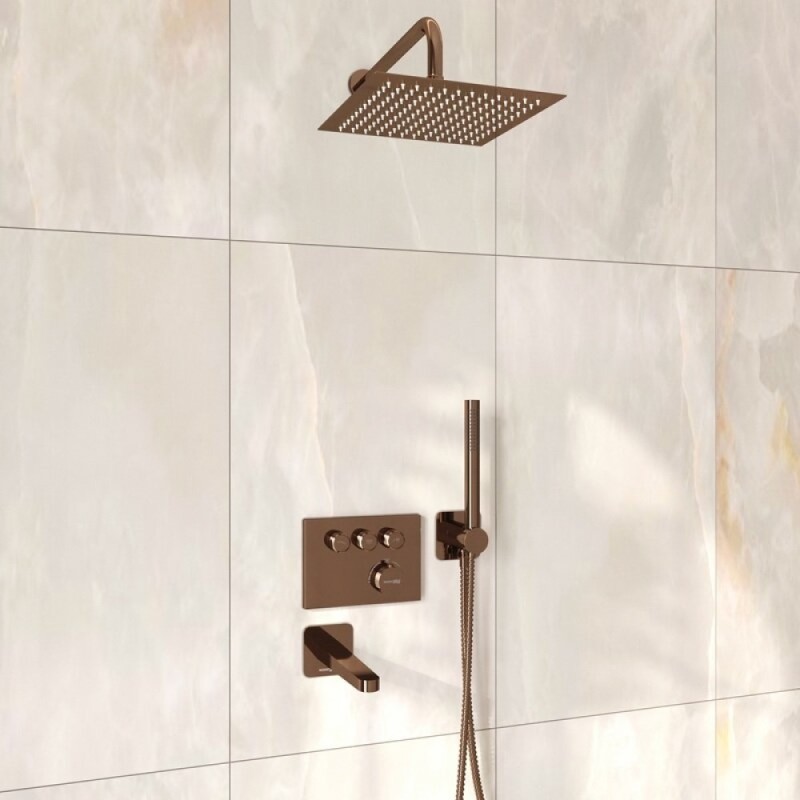 Душевая система WasserKRAFT Asphe A7758.338.329.290.292.291.311 Thermo, термостатическая, PVD розовое золото