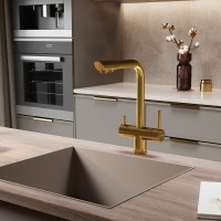 Смеситель для кухонной мойки WasserKRAFT, с подключением фильтра питьевой воды, матовое золото, A8387