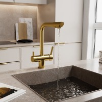 Смеситель для кухонной мойки WasserKRAFT, с подключением фильтра питьевой воды, матовое золото, A8387