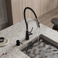 Смеситель для кухонной мойки WasserKRAFT, гибкий излив, хром/черный, A8417