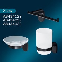 Стеклянная мыльница с настенным держателем Am.Pm X-Joy A8434222, держатель черный матовый