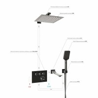 Душевая система WasserKRAFT Wiese A8458.182.200.186.195.202.176 Thermo, термостатическая, PVD оружейная сталь