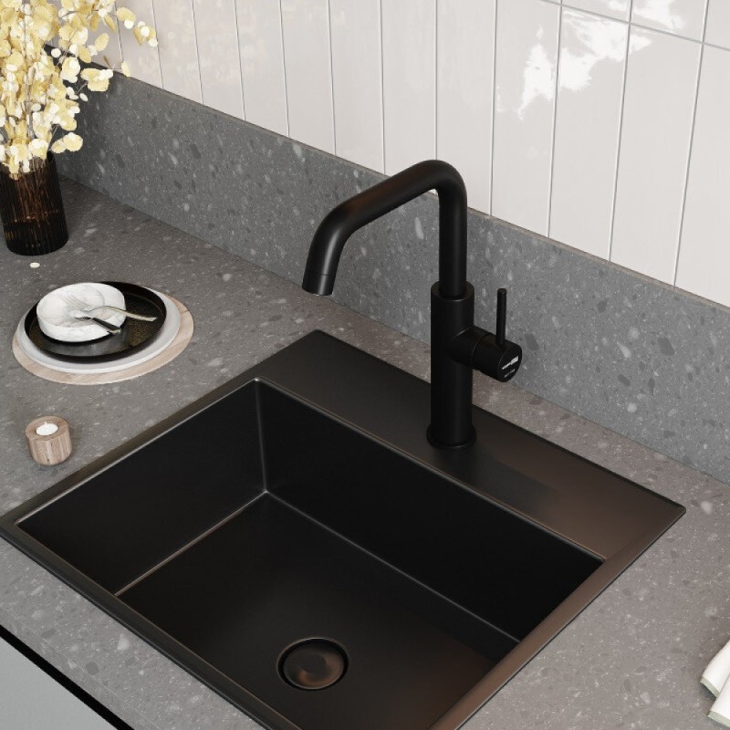 Смеситель для кухонной мойки WasserKRAFT A8567, с подключением фильтра питьевой воды, черный Soft-touch
