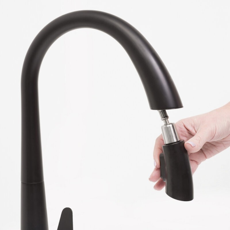 Смеситель для кухонной мойки WasserKRAFT, с выдвижной лейкой, черный, A8667