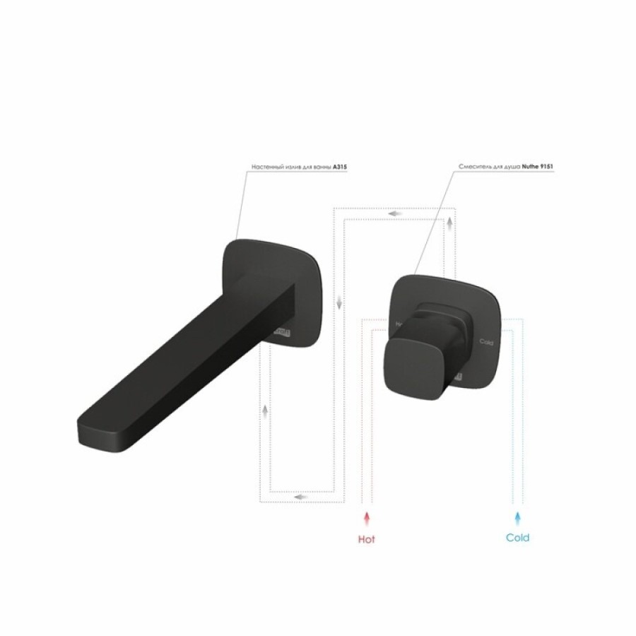 Смеситель для раковины WasserKRAFT Nuthe A9151.315, черный матовый