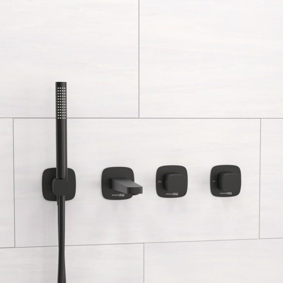 Смеситель WasserKRAFT Nuthe A9151.264.315.327.242.217, для ванны и душа, с душевым гарнитуром, черный матовый