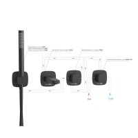 Смеситель WasserKRAFT Nuthe A9151.264.315.327.242.217, для ванны и душа, с душевым гарнитуром, черный матовый