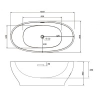 Ванна акриловая Abber AB9207 165 х 80 х 60 см отдельностоящая, белый