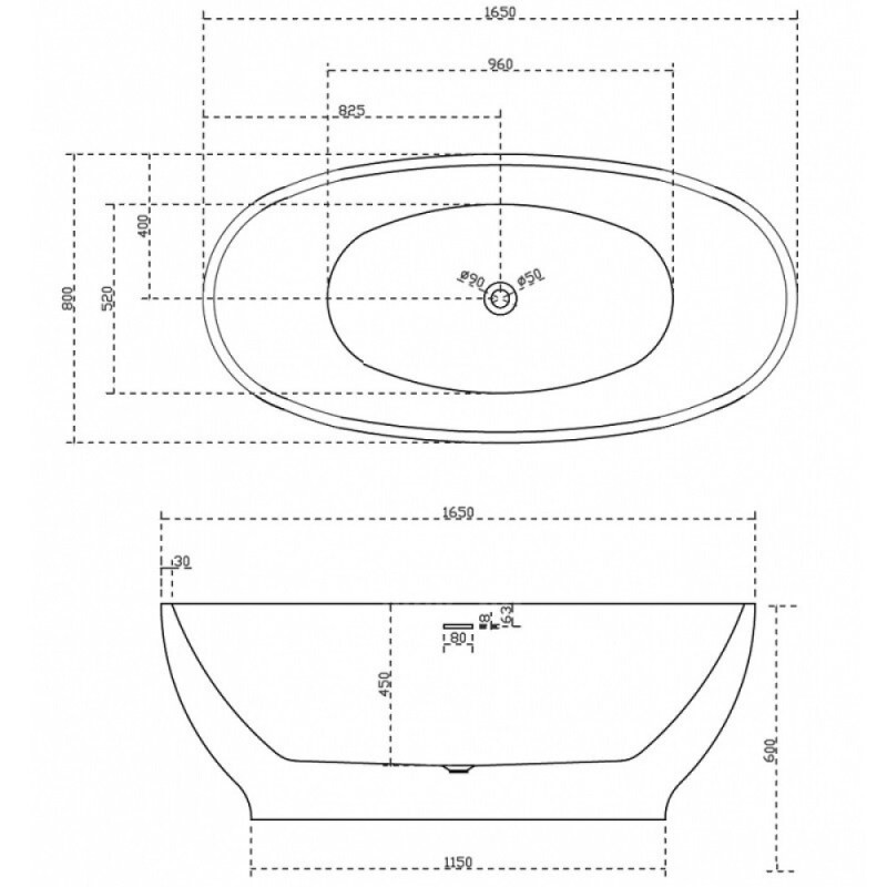 Ванна акриловая Abber 165 х 80 x 60 см, отдельностоящая, черная матовая, AB9207MB