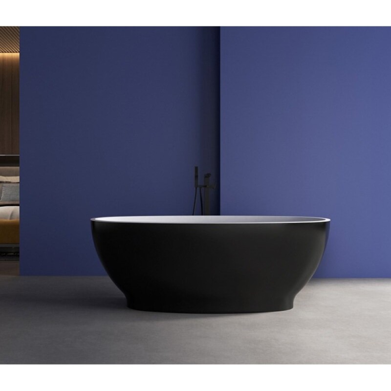 Ванна акриловая Abber 165 х 80 x 60 см, отдельностоящая, черная матовая, AB9207MB